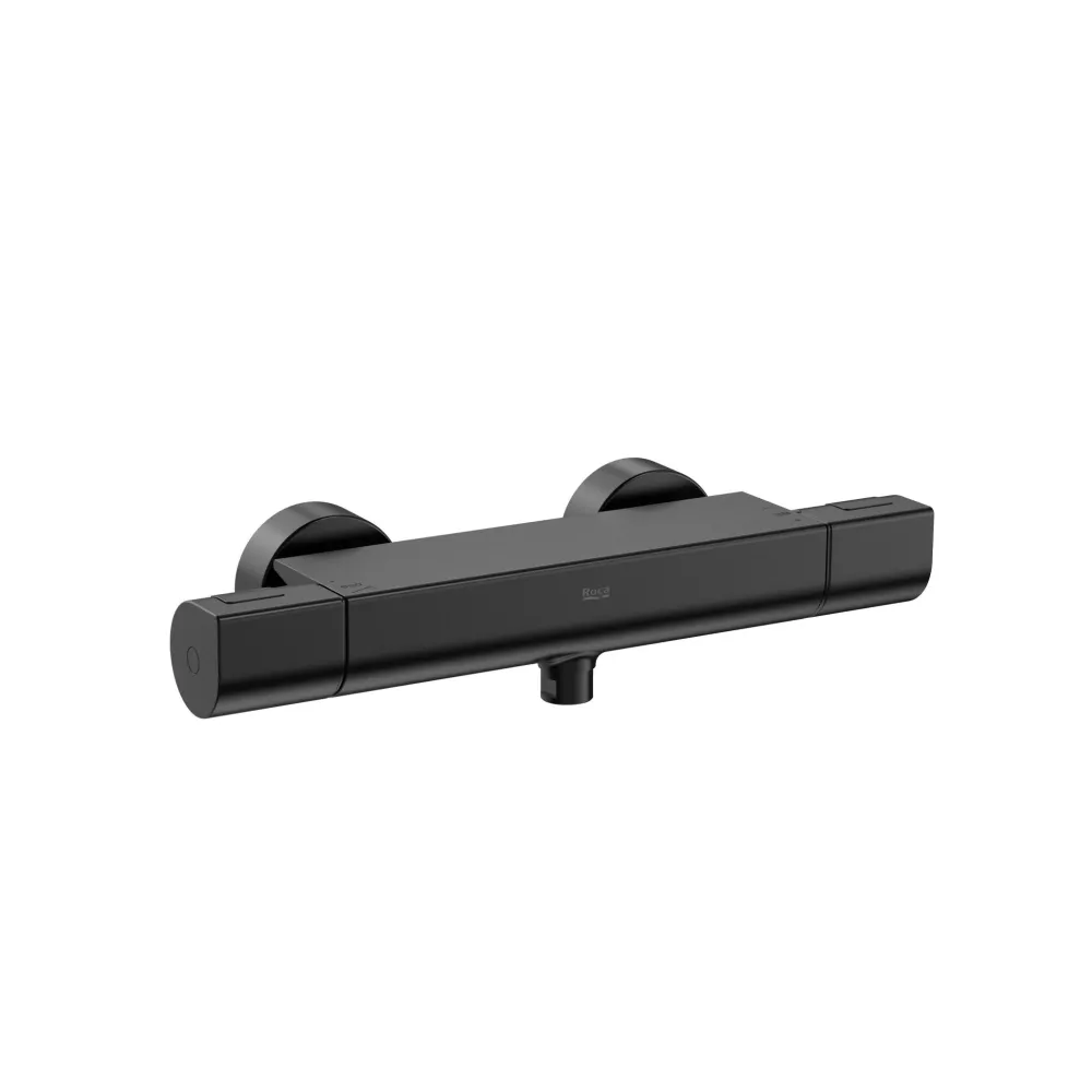 Roca - Round - Mixer termostatico esterno per doccia titanio nero T -1000 spazzolato A5A142enm0