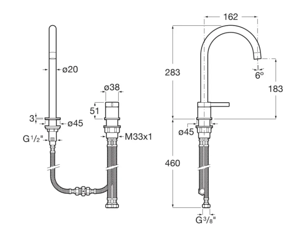 Roca - Rubinetteria monocomando per lavabo nero titanio A5A389ECN0