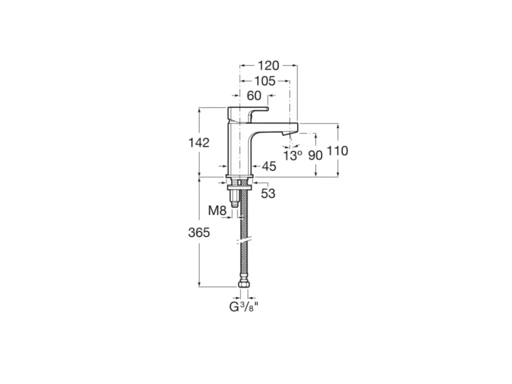 Roca - Rubinetto compatto cromato per lavabo L90 con scarico click-clack e corpo liscio A5A3B01C00