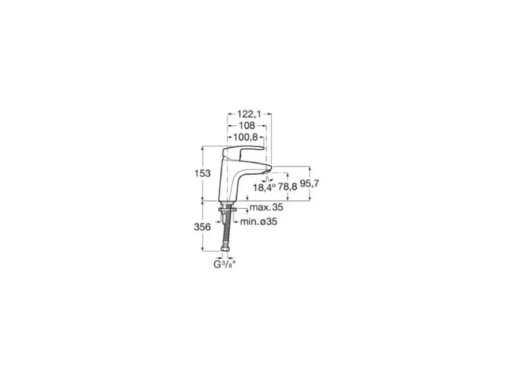 Roca - Rubinetto cromato per lavabo con corpo liscio Monodin-N A5A3298C00