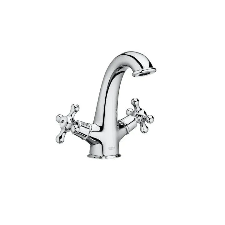 Roca - Rubinetto per lavabo bimando cromato Carmen con corpo liscio e scarico click-clack A5A3A4BC00