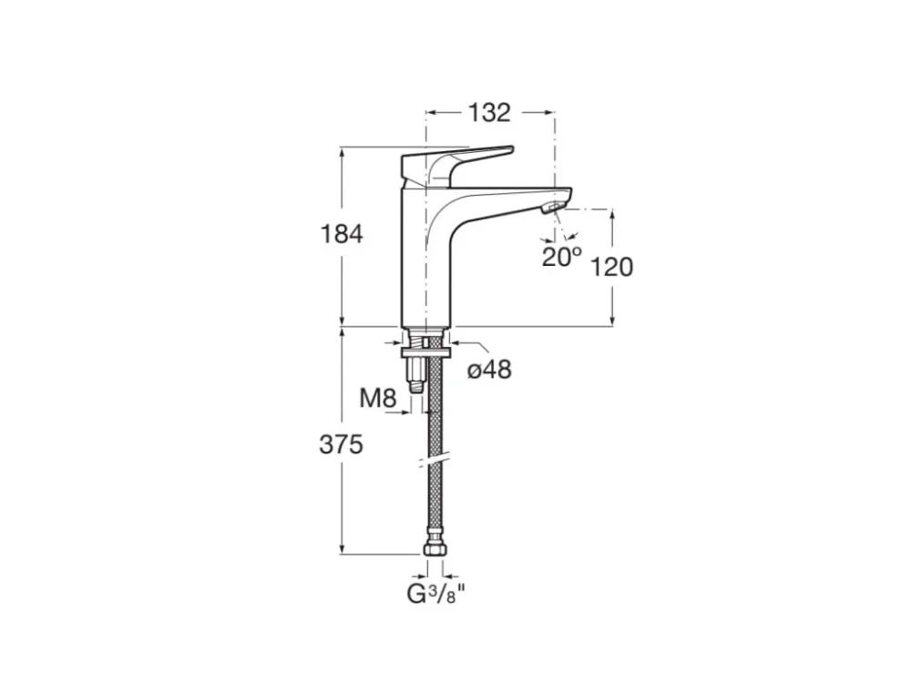 Roca - Rubinetto per lavabo cromato con bocca media e corpo liscio Atlas A5A3990C00