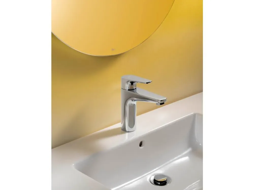Roca - Rubinetto per lavabo cromato con bocca media e corpo liscio Atlas A5A3990C00
