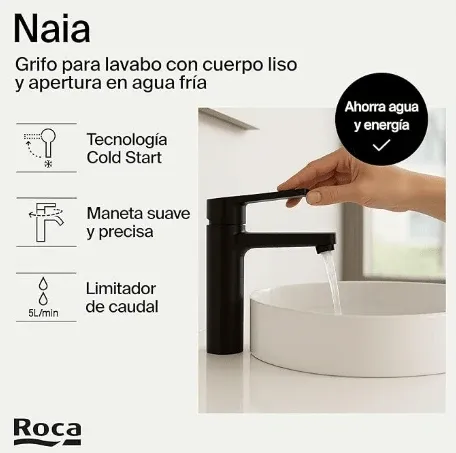 Roca - Titano di titanio titanio nero corto con corpo liscio Naia A5A3A96CN0