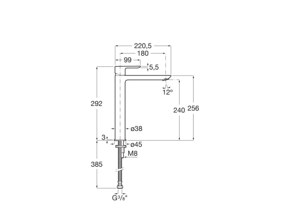 Roca - Wash Tap Monocomando Chrome Cala A5A346EC00