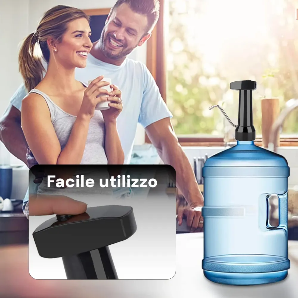 Rubinetto Acqua Elettrico Per Contenitori Ricaricabile Nero