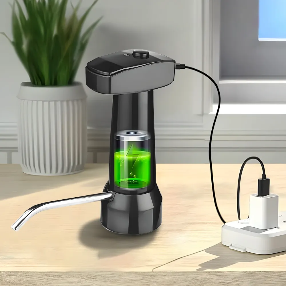 Rubinetto Acqua Elettrico Per Contenitori Ricaricabile Nero