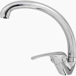 Rubinetto da cucina canna alta curva cromato lucido, miscelatore - funzionale e di tendenza