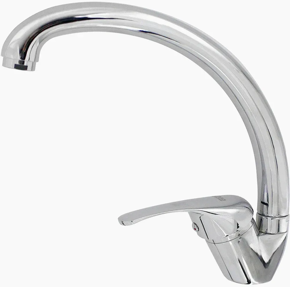 Rubinetto da cucina canna alta curva cromato lucido, miscelatore - funzionale e di tendenza