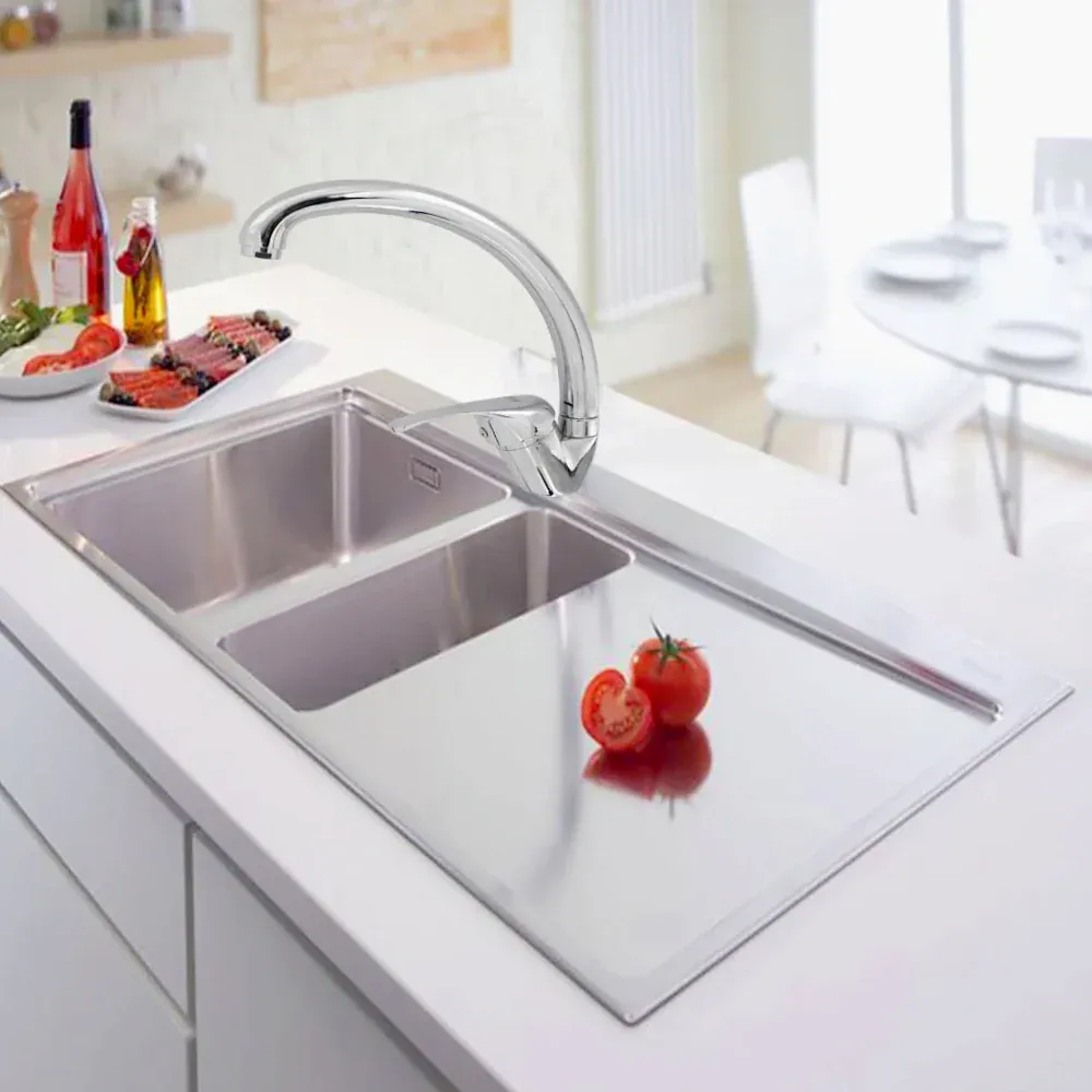 Rubinetto da cucina canna alta curva cromato lucido, miscelatore - funzionale e di tendenza