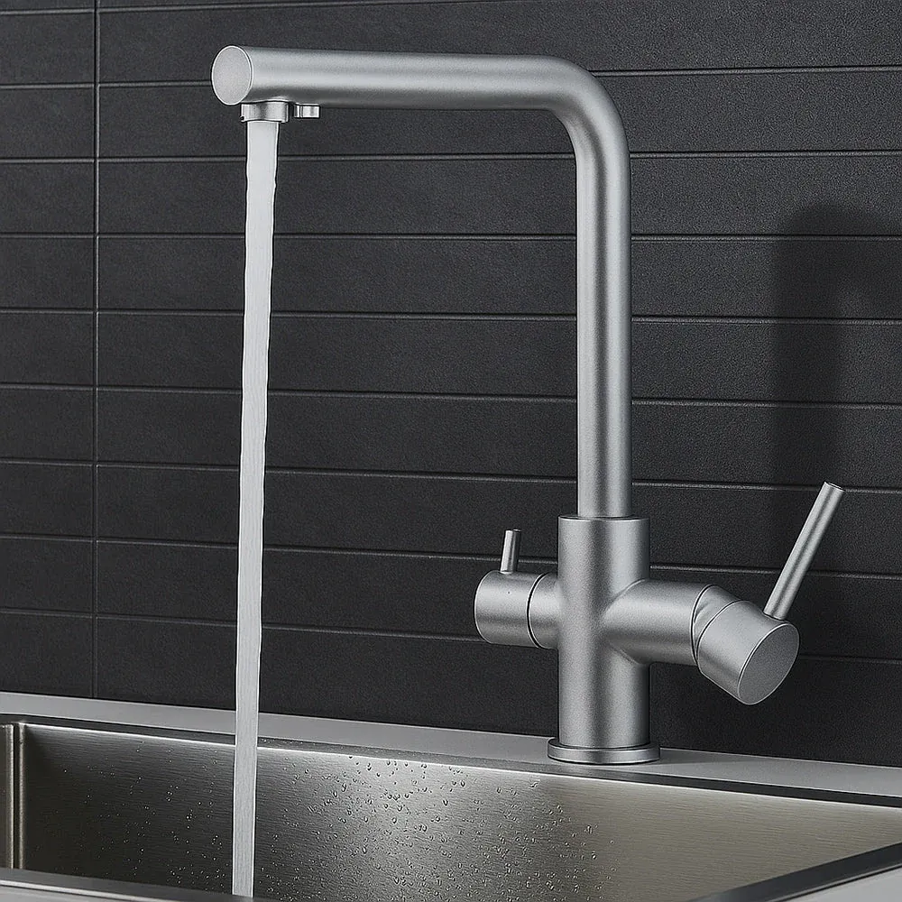 Rubinetto da cucina due vie per depuratore d'acqua due leve