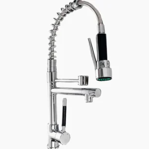 Rubinetto lavello cucina canna alta 2 vie con doccetta cromato - funzionale e moderno