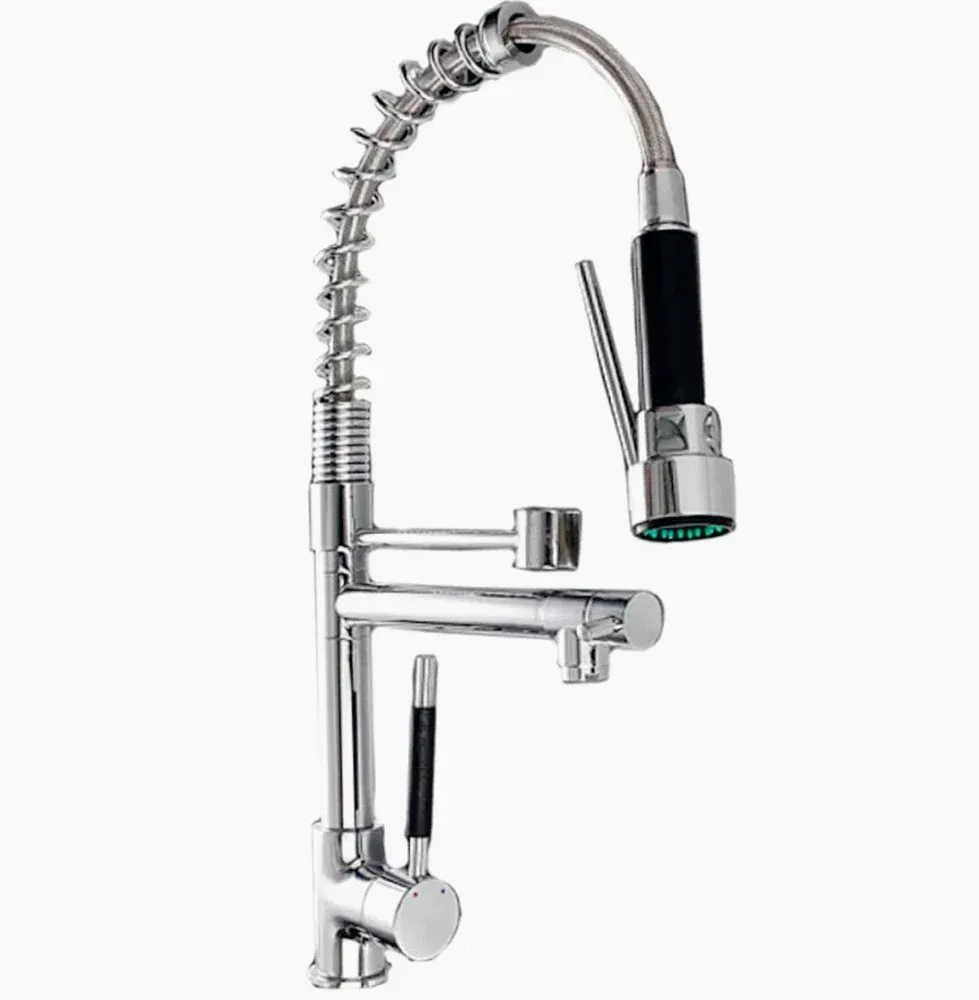 Rubinetto lavello cucina canna alta 2 vie con doccetta cromato - funzionale e moderno