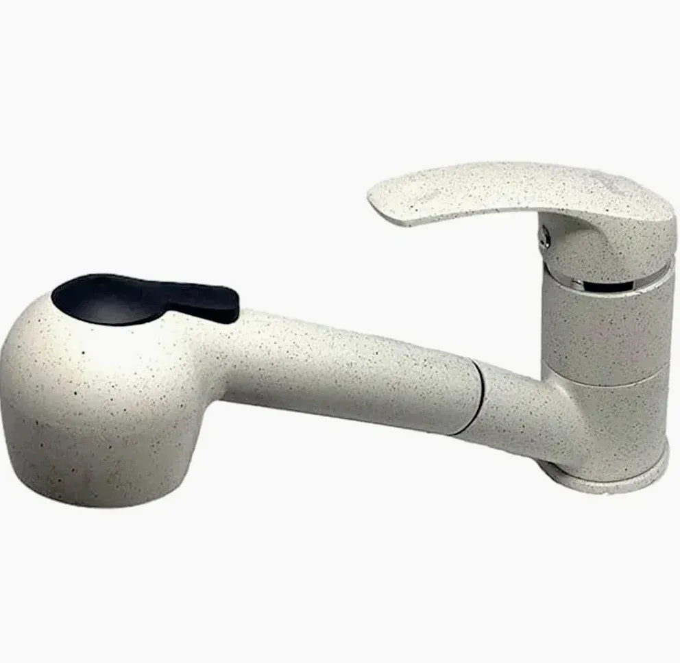 Rubinetto lavello cucina canna bassa con doccetta avena - funzionale e moderno