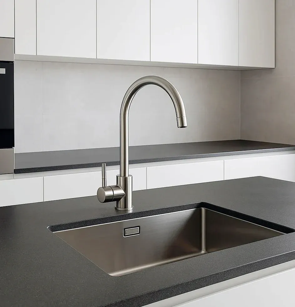 Rubinetto lavello cucina canna ottone cromato satinato - elegante e resistente