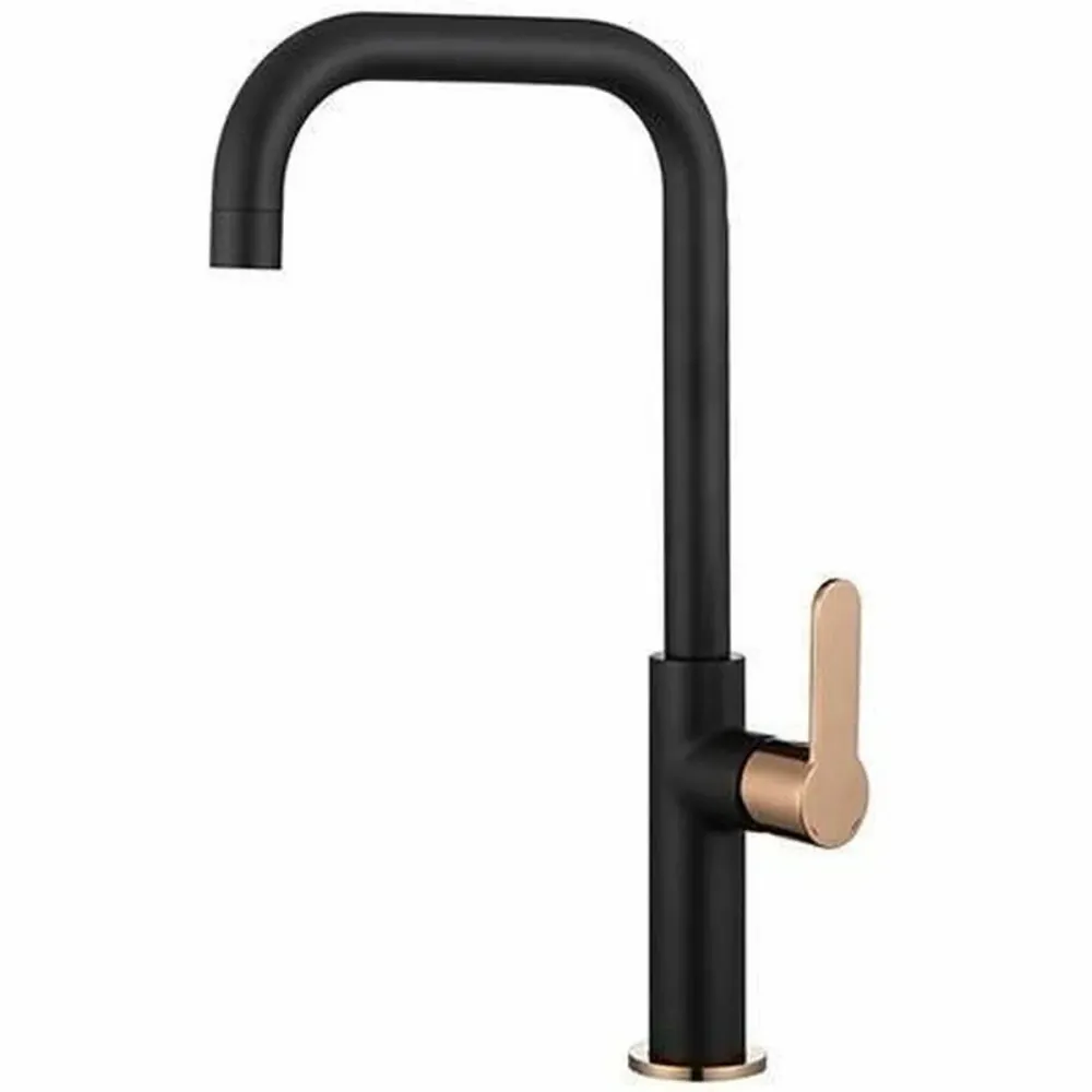 Rubinetto Monocomando Edouard Rousseau Laobane Nero Oro Ottone Forma C