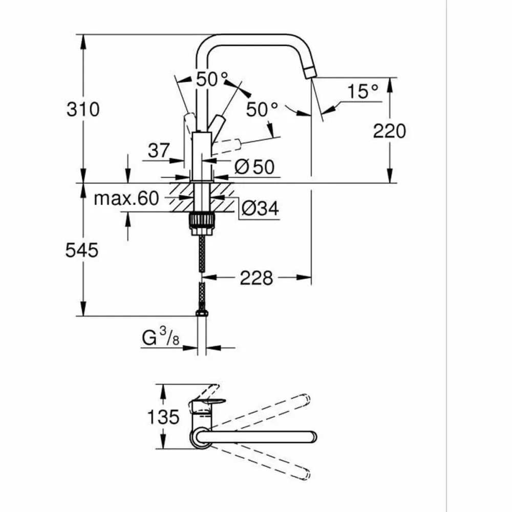 Rubinetto Monocomando Grohe GROHE Start Nero Nero opaco Ottone Forma C