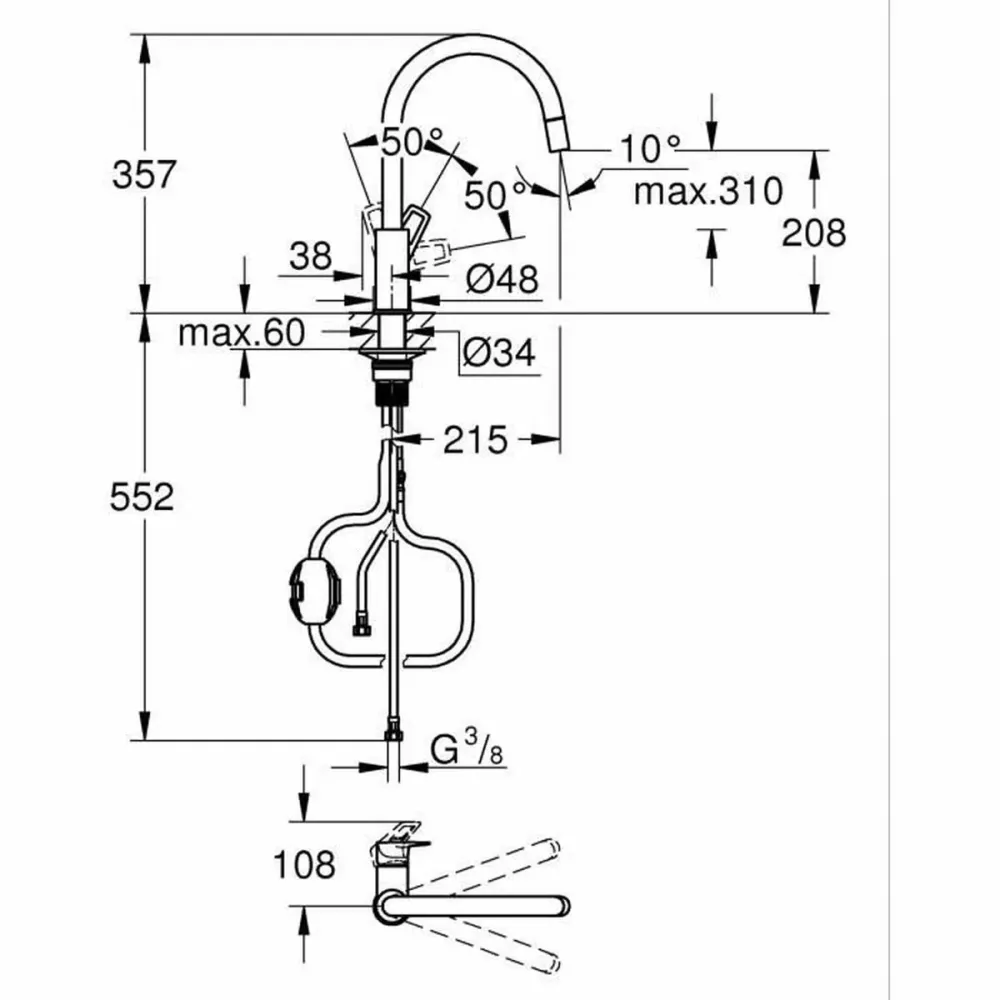 Rubinetto Monocomando Grohe StartLoop Forma C Ottone