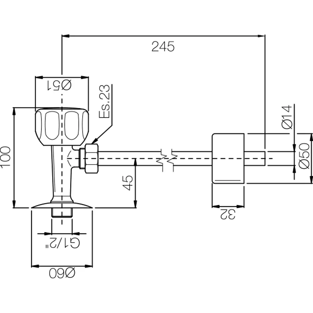 Rubinetto Orinatoio Con Vitone Cromo 1/2"