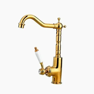 Rubinetto per lavello da cucina canna alta ottone oro lucido - design lussuoso e moderno