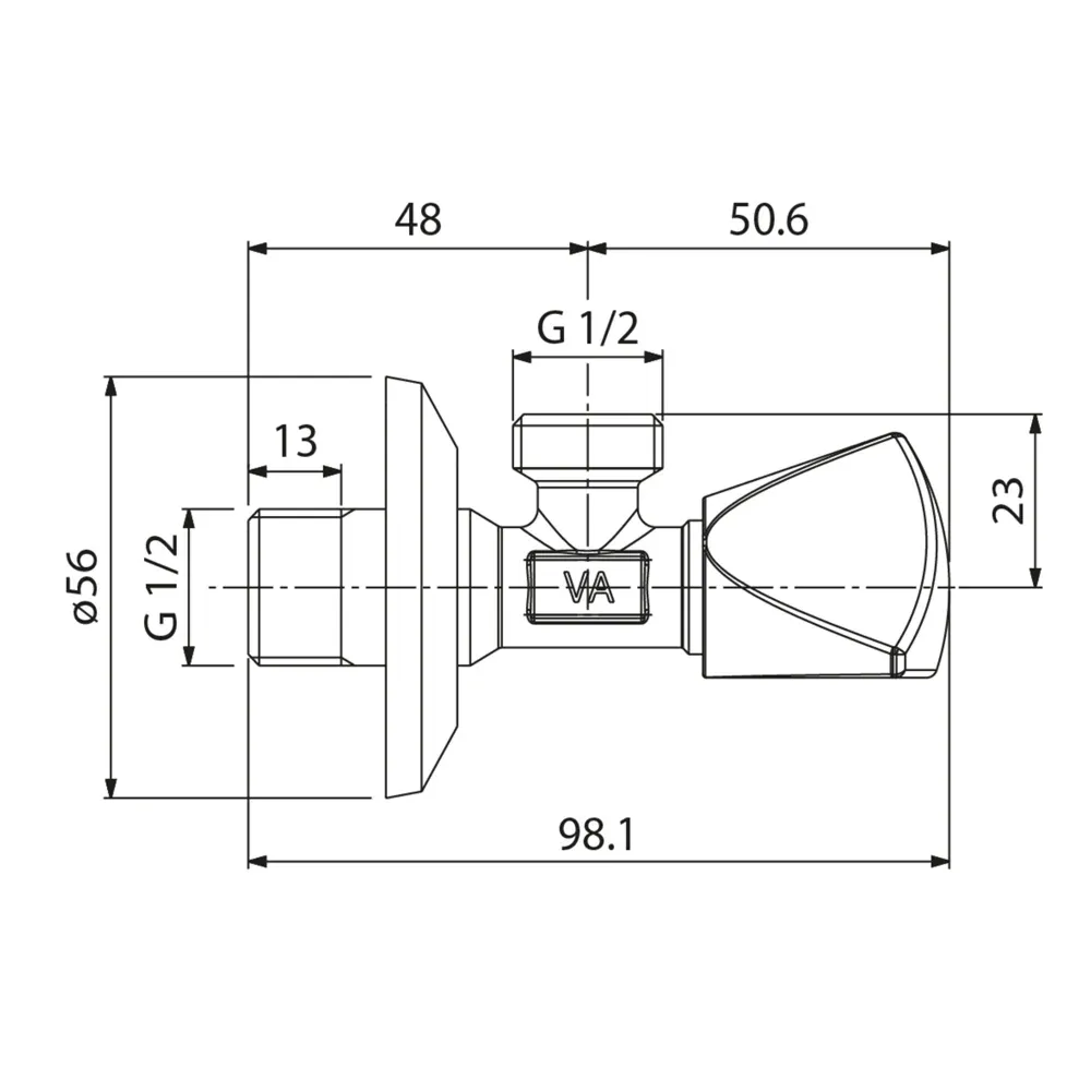 Rubinetto Sottolavabo Prolungato Vitone 1/2"X1/2" + Rosetta