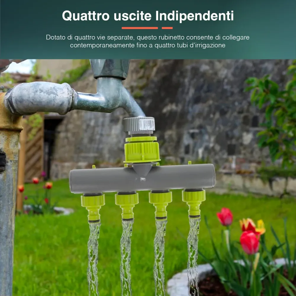 Rubinetto 4 Vie Per Attacchi Filettati Da 3,4cm E Rubinetti Da 2,65cm