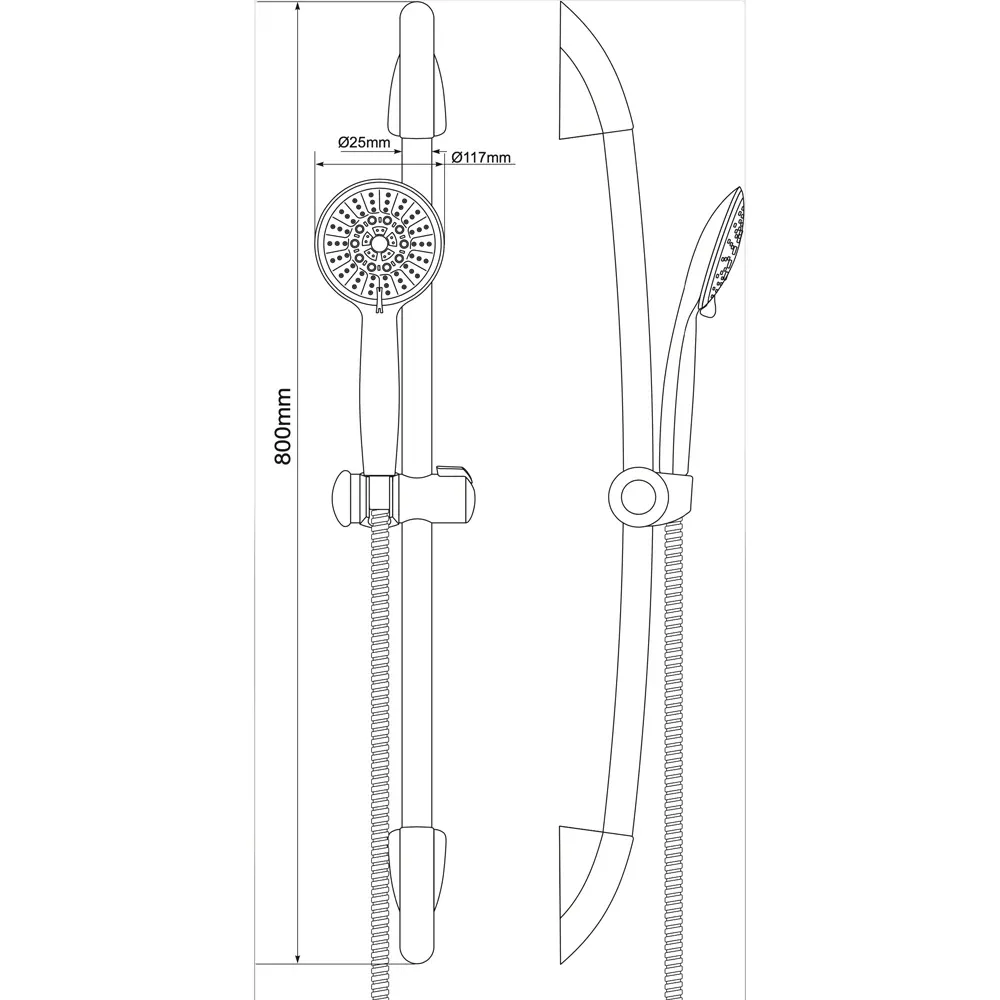 Set Saliscendi Doccia Curvo Cromo 3 Getti