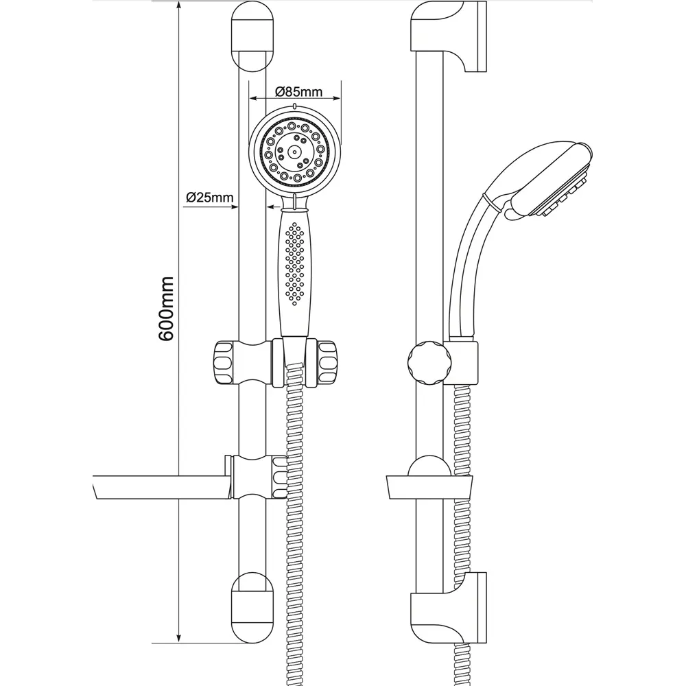 Set Saliscendi Doccia "Ginevra" Cromo 8 Getti
