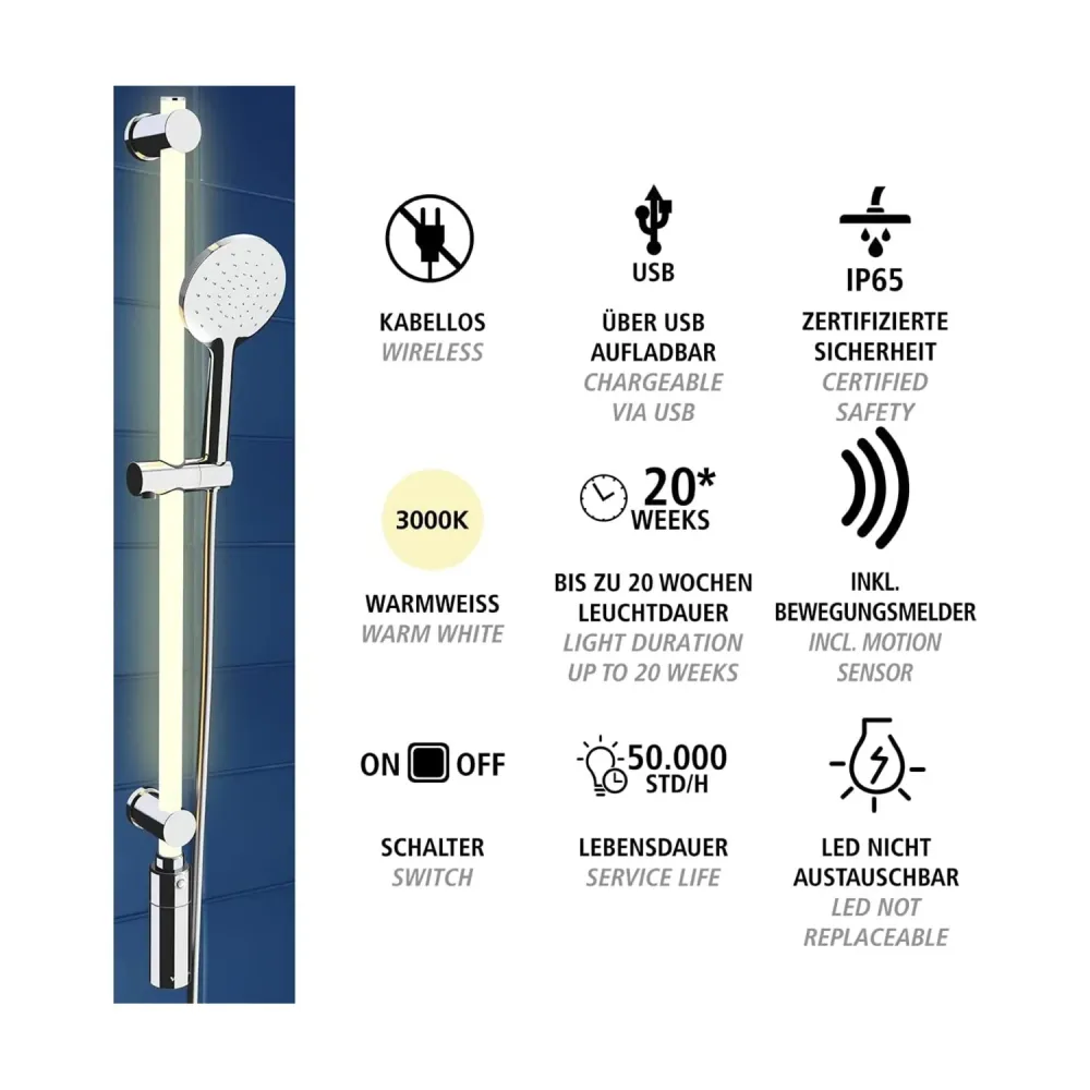 Set Saliscendi Doccia Led 94cm