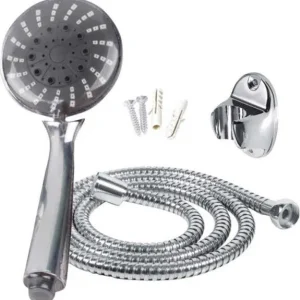 Set Soffione Doccia 3 Getti Laccio Tubo 150cm Supporto Doccetta Parete Bagno