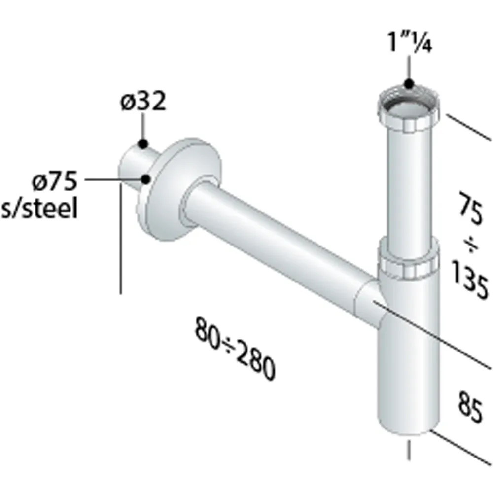 Sifone D'Arredo Per Lavabo "Jolly" Ø 32 X 1"1/4