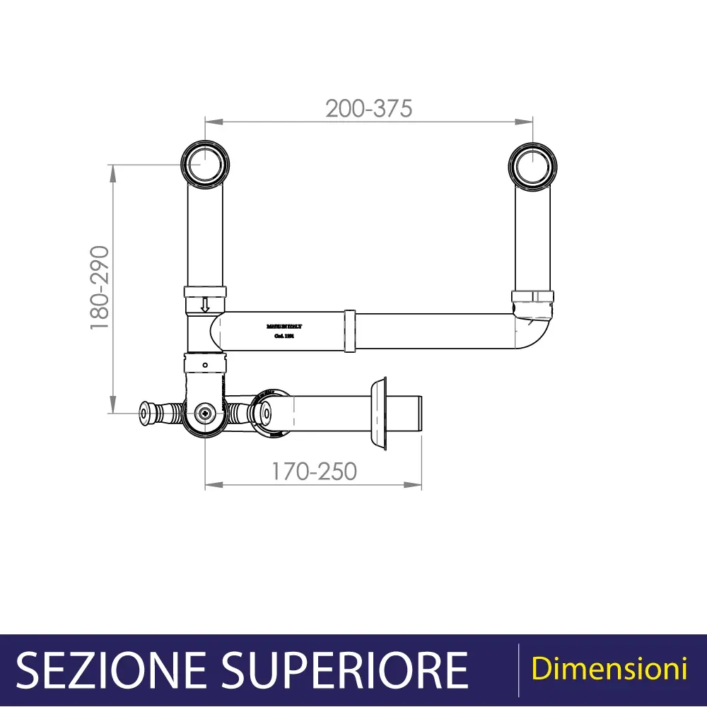 Sifone Per Lavello 2 Vie Salvaspazio Autopulente "2K" 1"1/2 - Dn 40