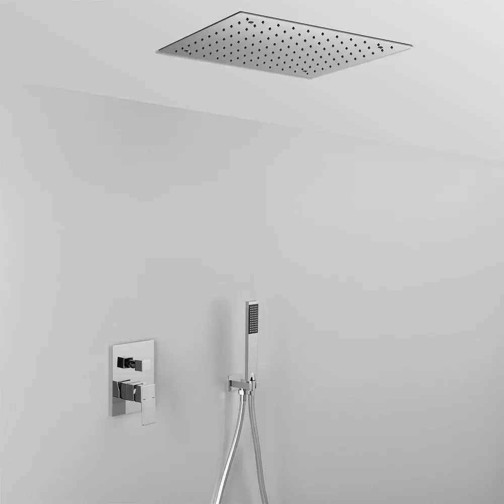 Soffione Doccia Da Incasso Soffitto "Super-Mirror" 500 X 500 X 2 Mm