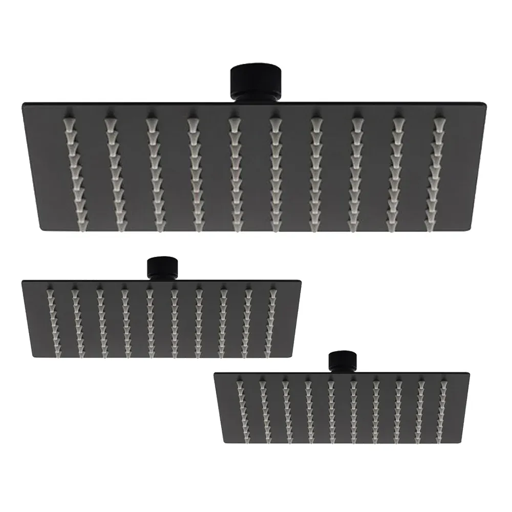 Soffione Doccia Inox Quadro Nero 200 X 200 Mm