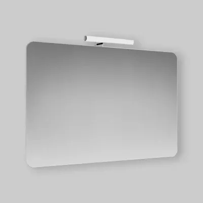 Specchio Filo Lucido Ad Angoli Stondati Con Lampada Led 100 X 70 Cm
