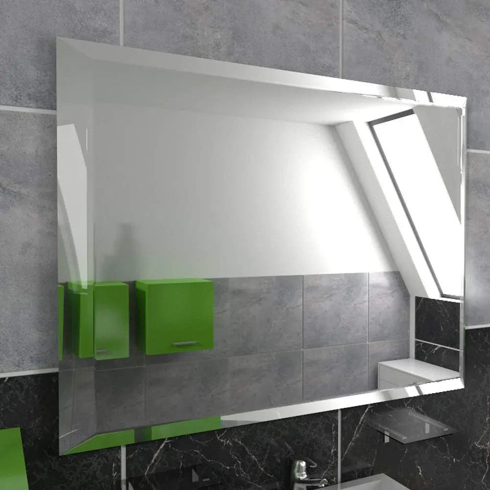 Specchio Filo Lucido Bisellato Con Lampada Led 100 X 70 Cm