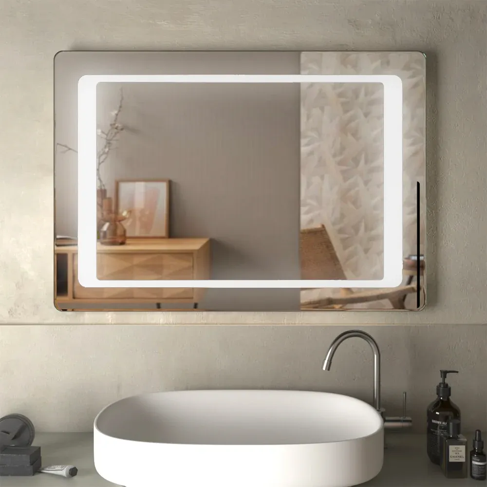 Specchio Filo Lucido Con Fascia Interna Satinata Retroilluminata 60 X 80 Cm