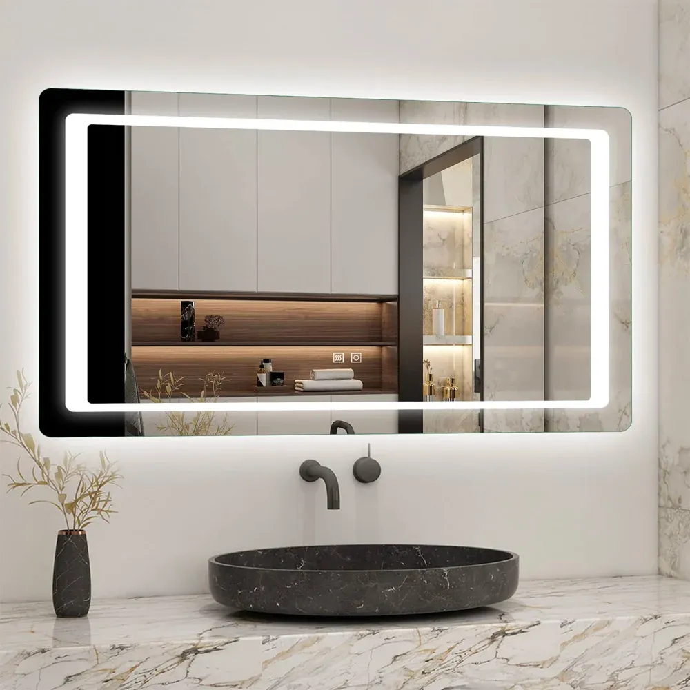 Specchio Filo Lucido Con Fascia Interna Satinata Retroilluminata 60 X 80 Cm