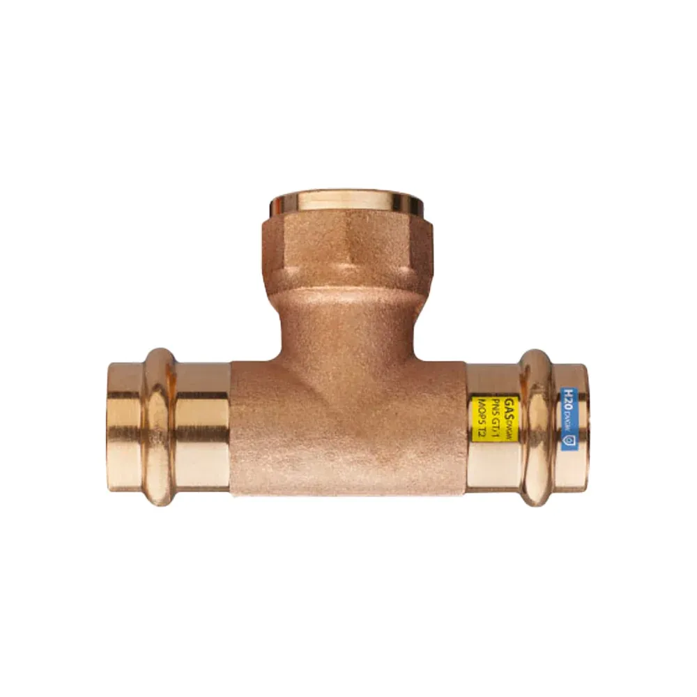 Tee Femmina Pressare Filettato Femmina Al Centro Bronzo 35 X 1/2" X 35