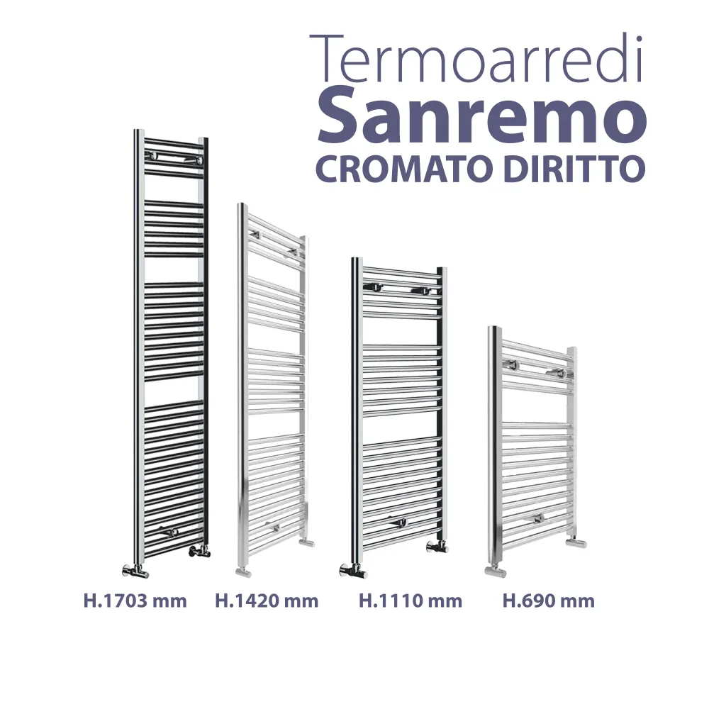 Termoarredo Sanremo Cromato Diritto H.1420 X L.450 X I.400