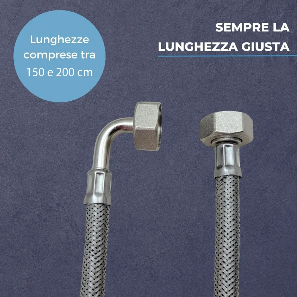 Tubo Carico Lavatrice Acciaio 3/4" Cm 150