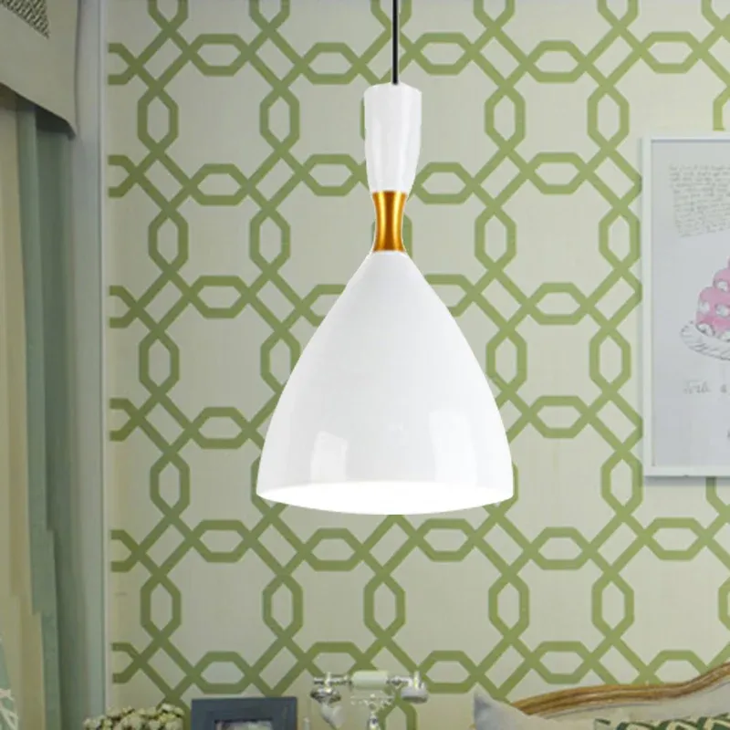 Lampada sospensione contemporanea forma di imbuto alluminio per sala studio, caffetteria, larghezza 6,5/10 pollici, 1 luce