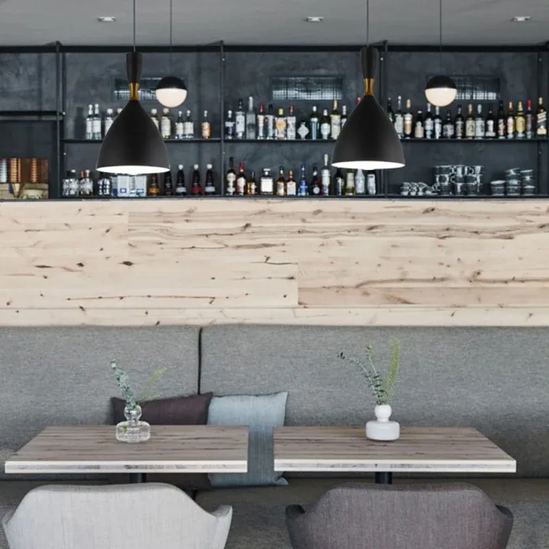 Lampada sospensione contemporanea forma di imbuto alluminio per sala studio, caffetteria, larghezza 6,5/10 pollici, 1 luce