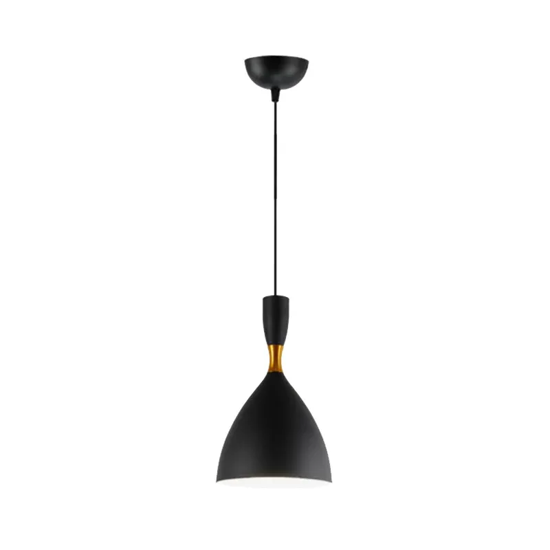 Lampada sospensione contemporanea forma di imbuto alluminio per sala studio, caffetteria, larghezza 6,5/10 pollici, 1 luce
