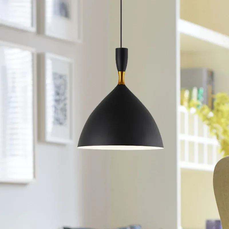 Lampada sospensione contemporanea forma di imbuto alluminio per sala studio, caffetteria, larghezza 6,5/10 pollici, 1 luce