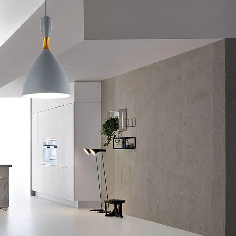 Lampada sospensione contemporanea forma di imbuto alluminio per sala studio, caffetteria, larghezza 6,5/10 pollici, 1 luce
