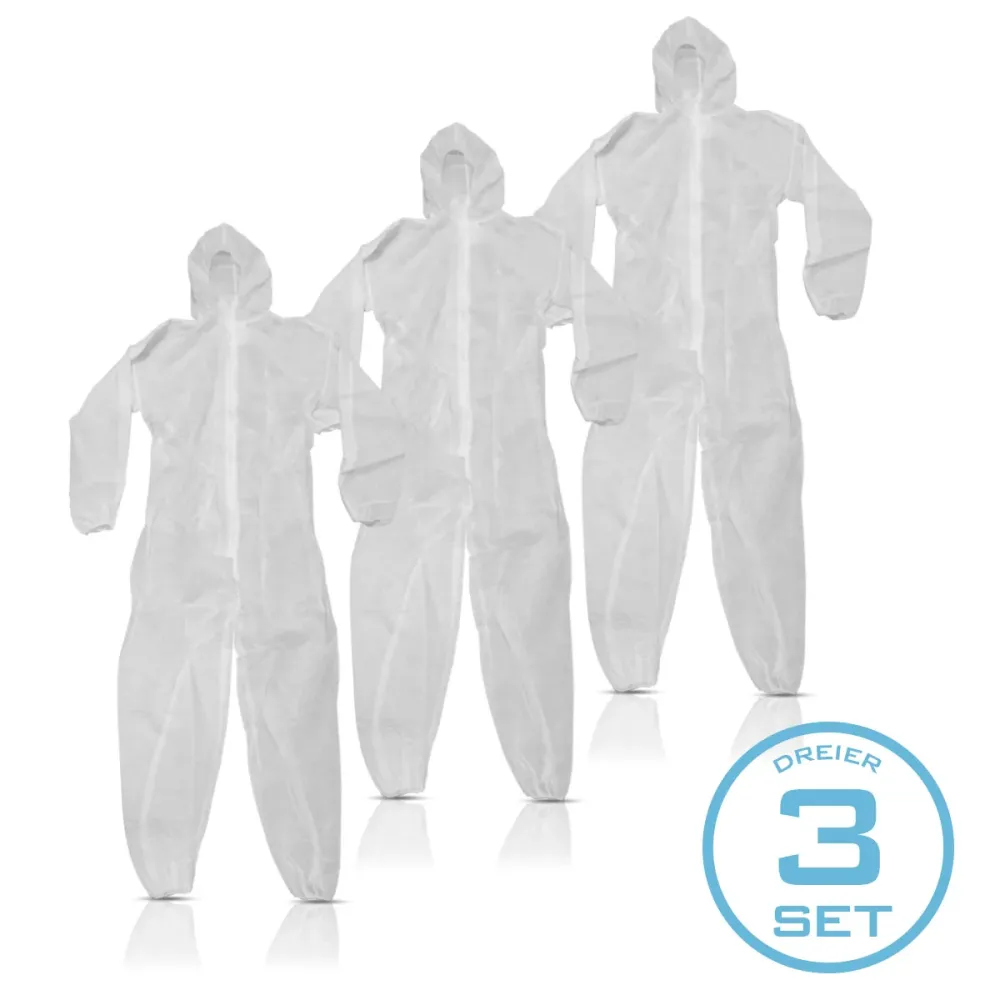 Acciaio 3 set pittore tuge | Tuta di protezione | Pp-overall | Abito usa e getta XL con cappuccio e cerniera per la pittur...