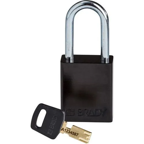 Lucchetto Brady SafeKey alluminio arco trasparente altezza 3810 mm nero 312024
