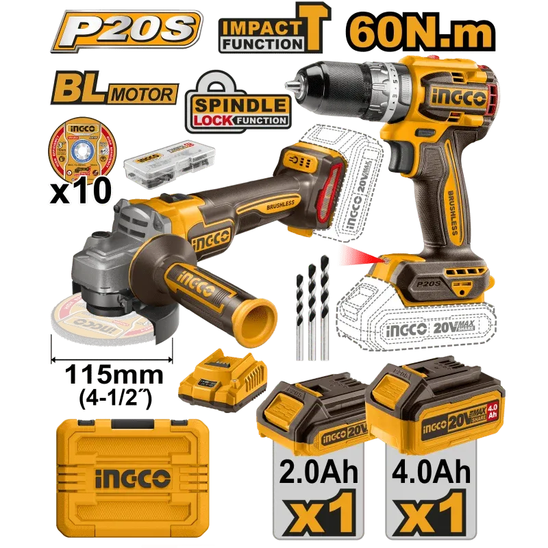 Kit Smerigliatrice Cagli21154 + Trapano Cidli20602 C/valig. per Lavori su Legno