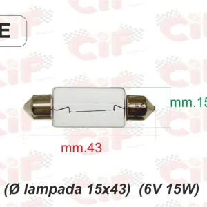 Lampada siluro 6V 15W luce anteriore